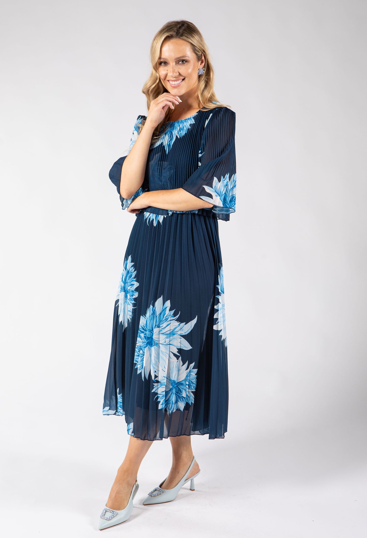 Blossom Plisse Pleated Pop Over Dress