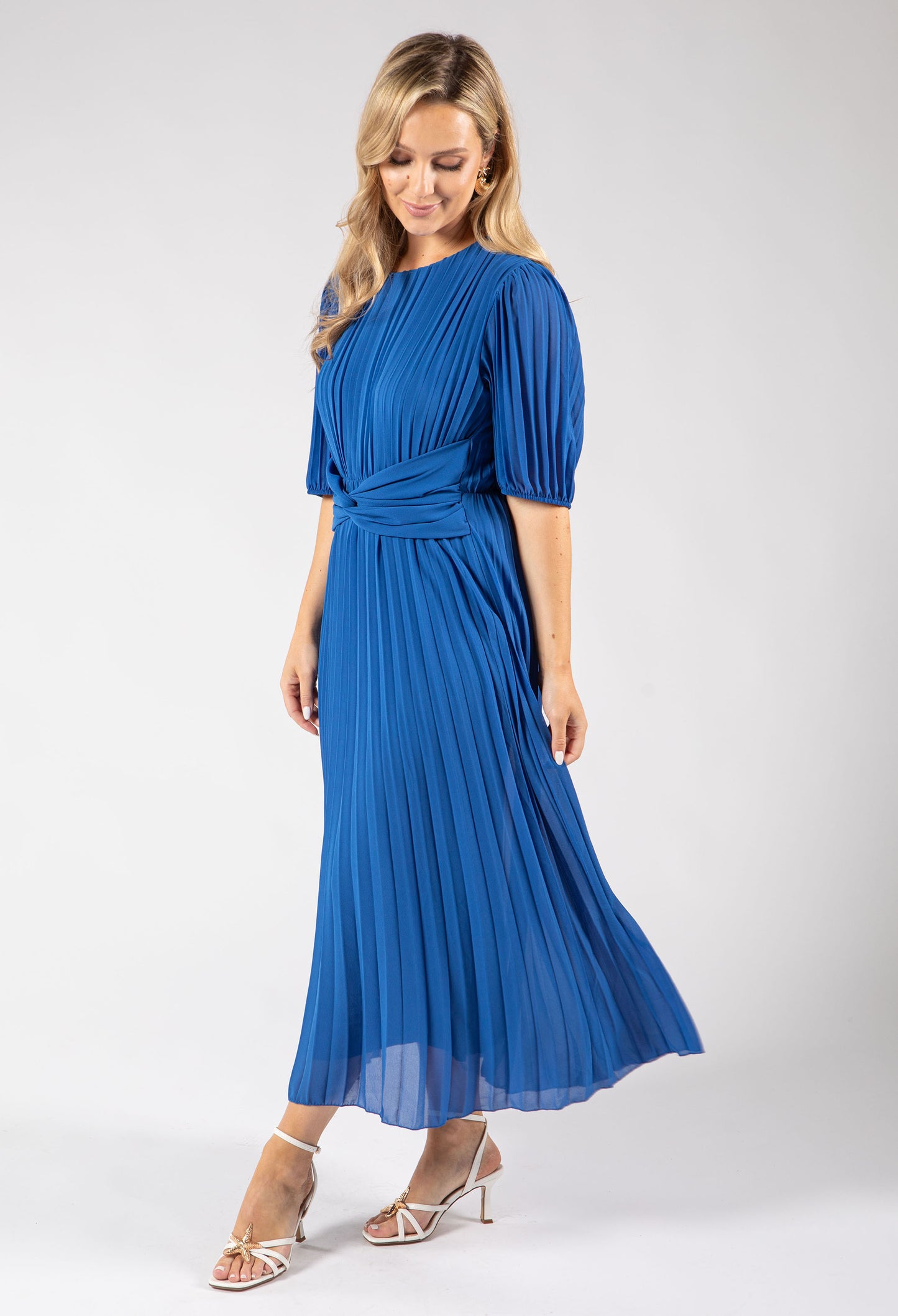 Twisted Waist Plisse Dress