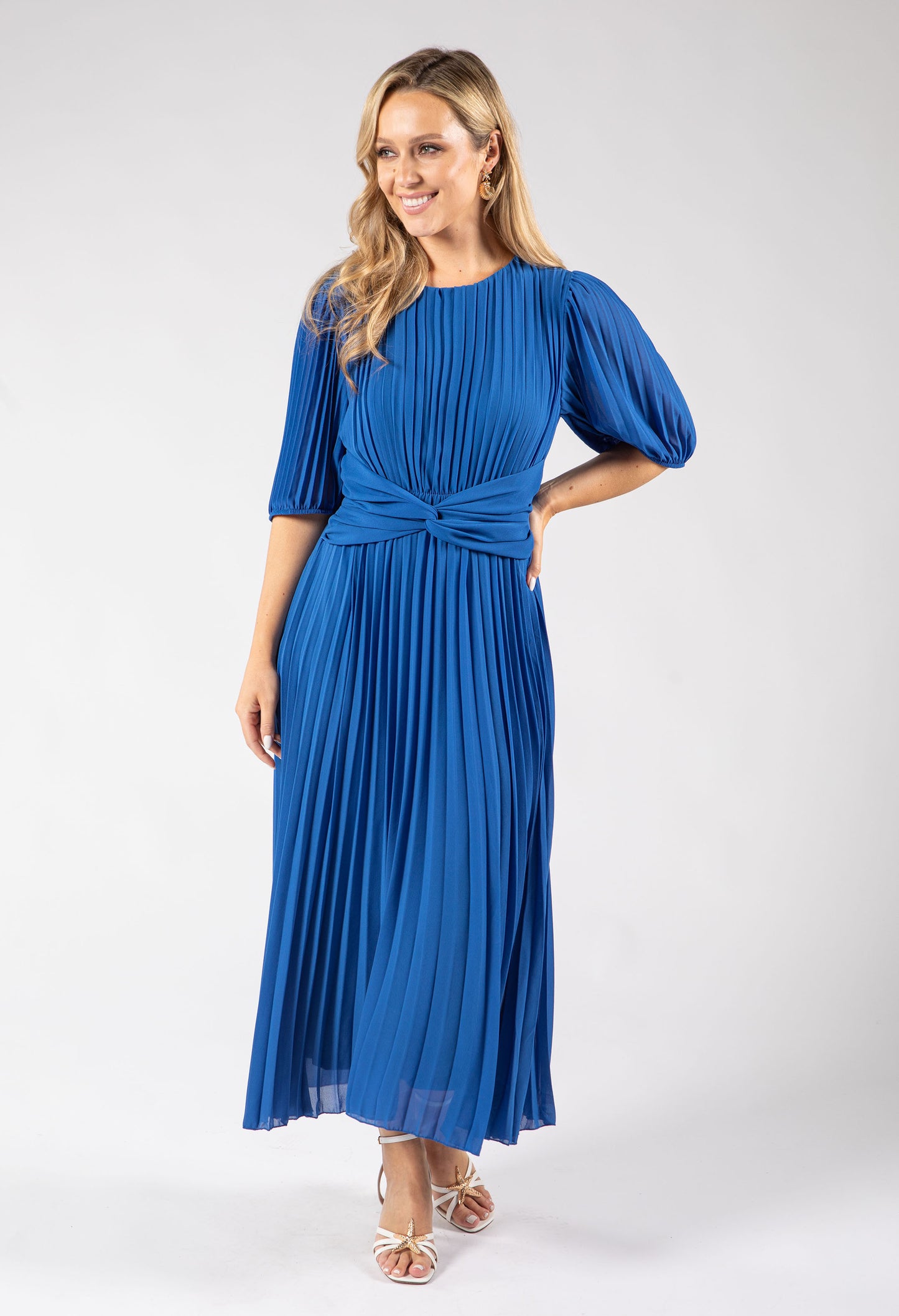 Twisted Waist Plisse Dress