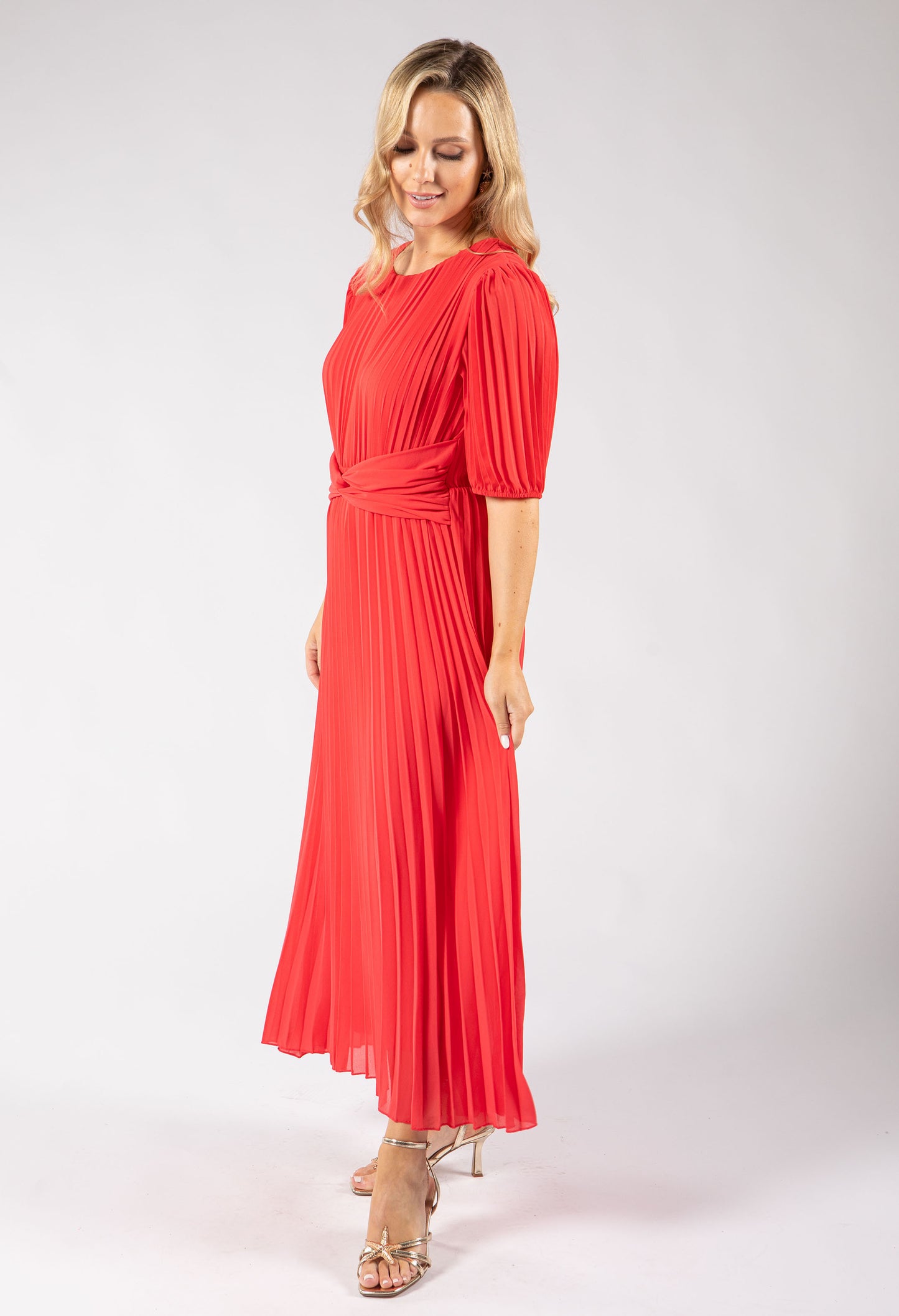 Twisted Waist Plisse Dress