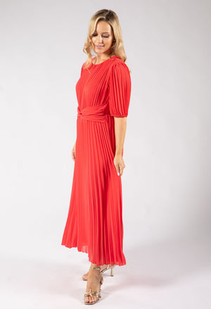 Front Knot Plisse Pleated Dress