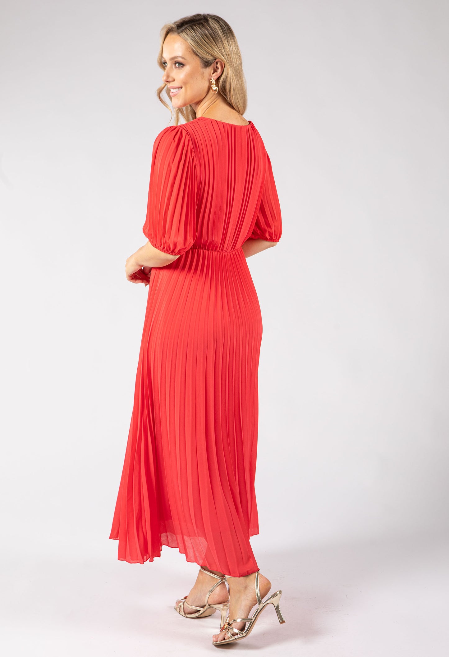 Twisted Waist Plisse Dress
