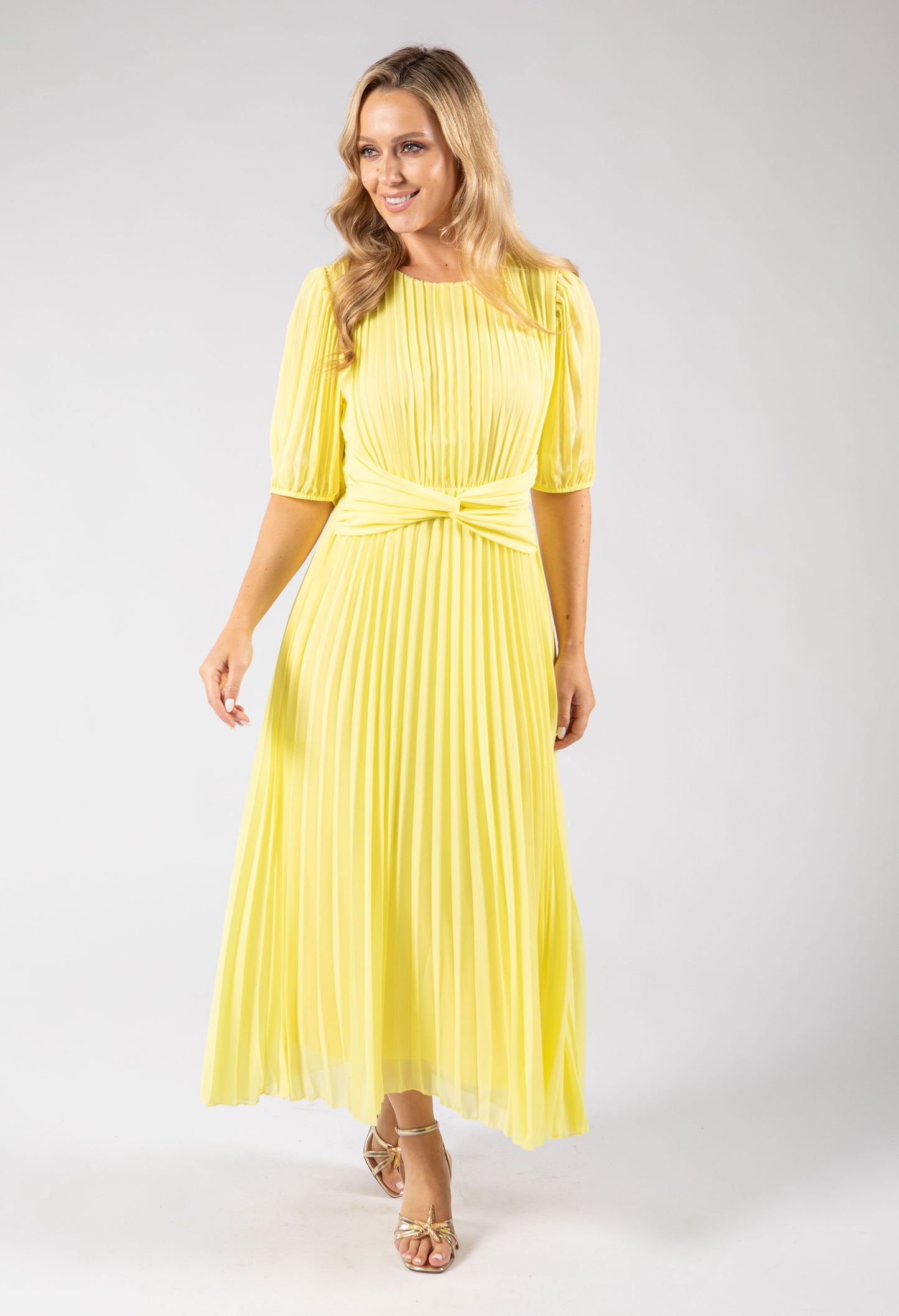 Twisted Waist Plisse Dress