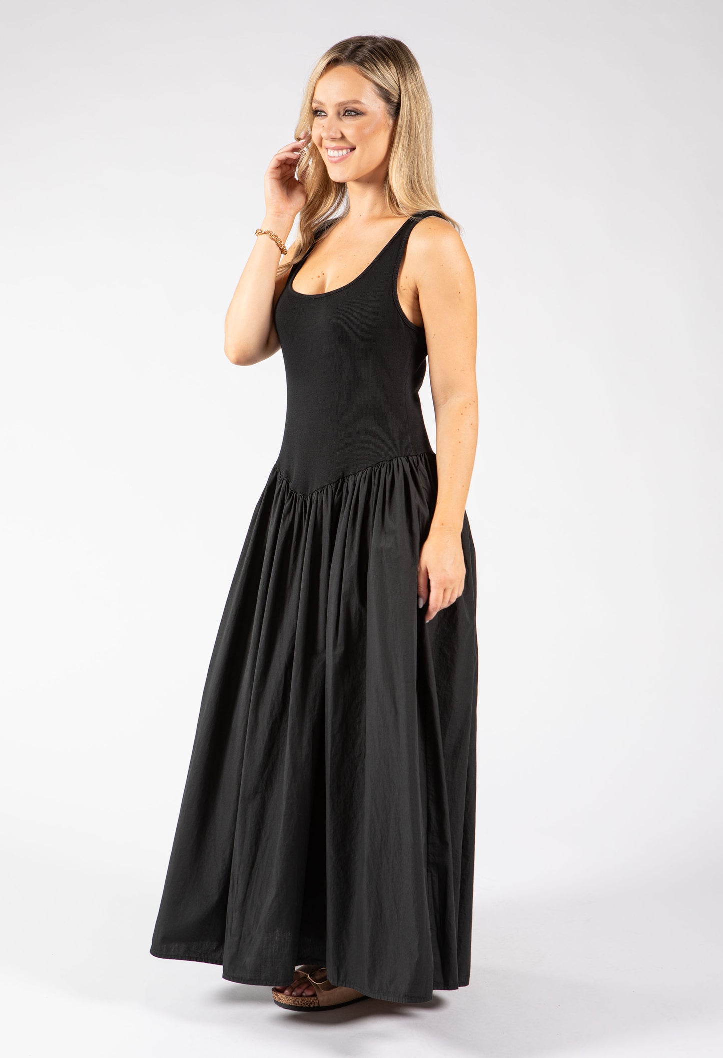 Ribbed Bodice Maxi Dress