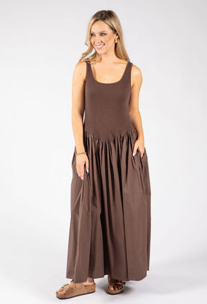 Ribbed Bodice Maxi Dress