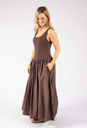 Ribbed Bodice Maxi Dress