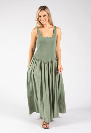 Ribbed Bodice Maxi Dress