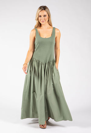 Ribbed Bodice Maxi Dress
