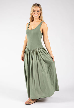 Ribbed Bodice Maxi Dress