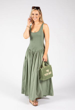 Ribbed Bodice Maxi Dress