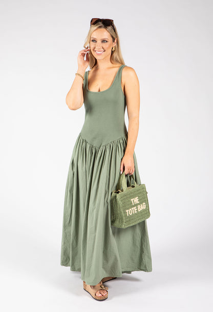 Ribbed Bodice Maxi Dress