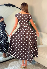 Betty Asymmetric Neckline Skater Midi