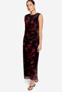 Draped Mesh Midi Dress