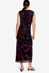 Draped Mesh Midi Dress