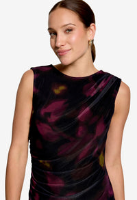 Draped Mesh Midi Dress
