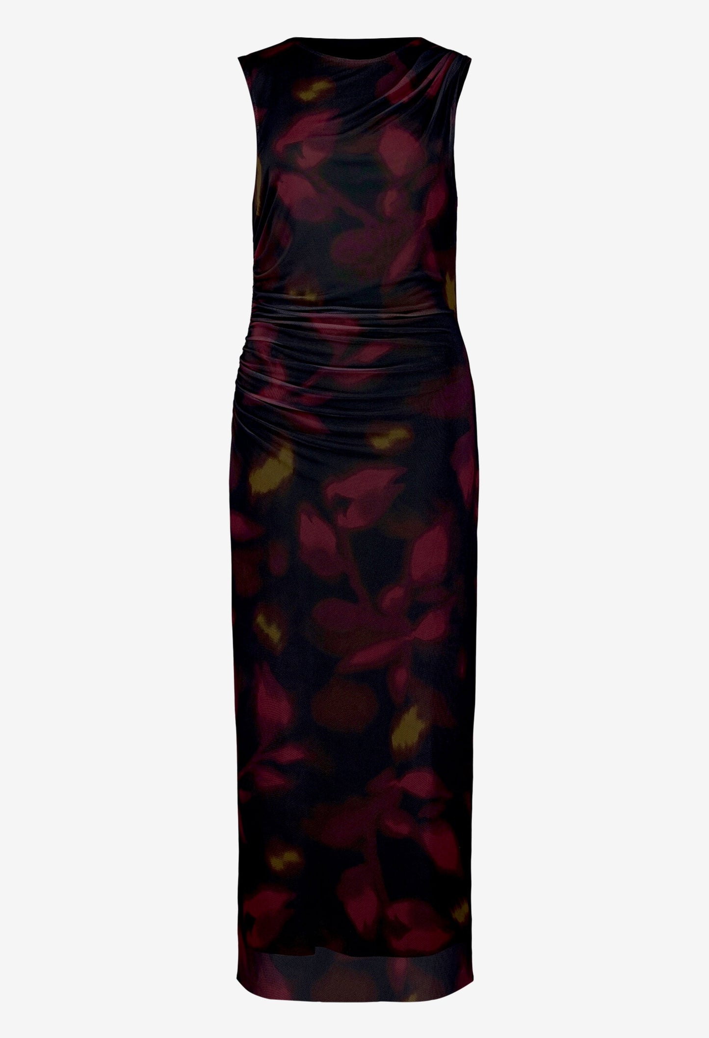 Draped Mesh Midi Dress