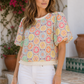 Embroidered Floral Medallion Top