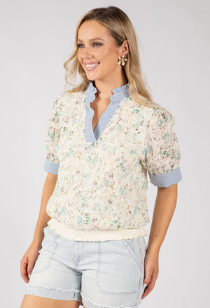 Sherbet Embroidered Top