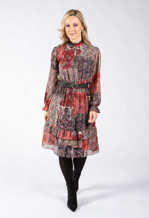 Robella Paisley Belted Dress