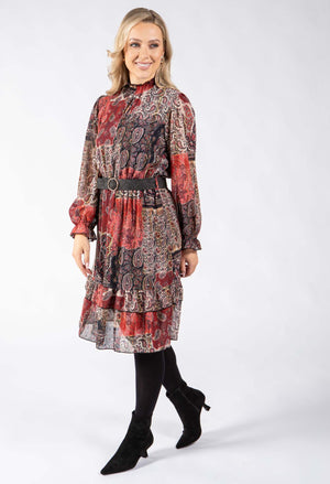 Robella Paisley Belted Dress