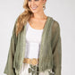 Open Front Mesh Hoodie
