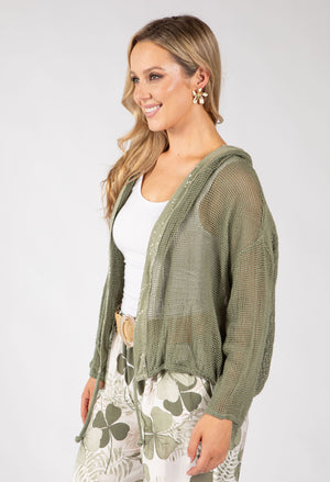 Open Front Mesh Hoodie
