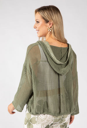 Open Front Mesh Hoodie