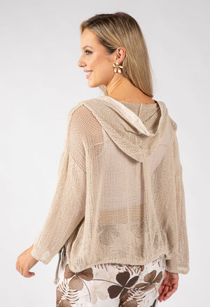 Open Front Mesh Hoodie