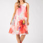 Plisse Pleated Floral Short Dress