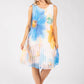 Plisse Pleated Floral Short Dress