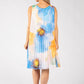 Plisse Pleated Floral Short Dress