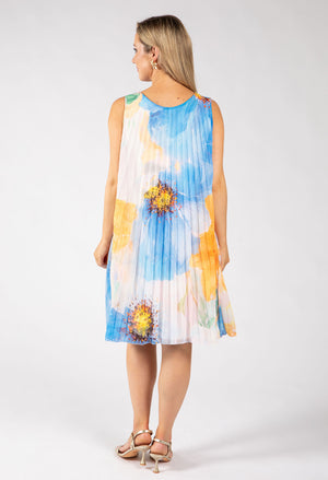 Plisse Pleated Floral Short Dress