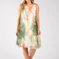 Plisse Pleated Floral Short Dress