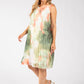 Plisse Pleated Floral Short Dress