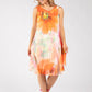 Plisse Pleated Floral Short Dress