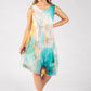 Plisse Pleated Floral Short Dress