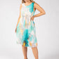 Plisse Pleated Floral Short Dress