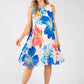 Plisse Pleated Floral Short Dress