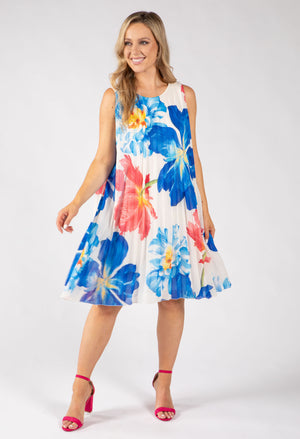 Plisse Pleated Floral Short Dress