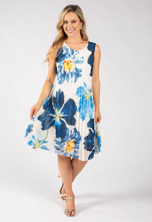 Plisse Pleated Floral Short Dress