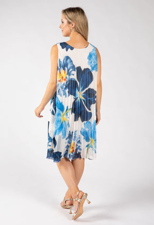 Plisse Pleated Floral Short Dress