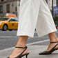 kitten heel sling back in brown
