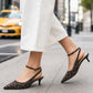 kitten heel sling back in leopard print