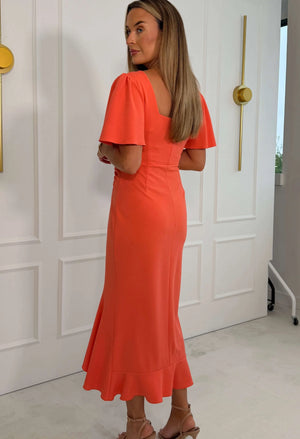 Darcie Angel Sleeve Frill Midi Dress