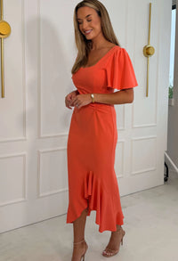 Darcie Angel Sleeve Frill Midi Dress