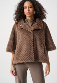 Short Chevron Faux Fur Cape