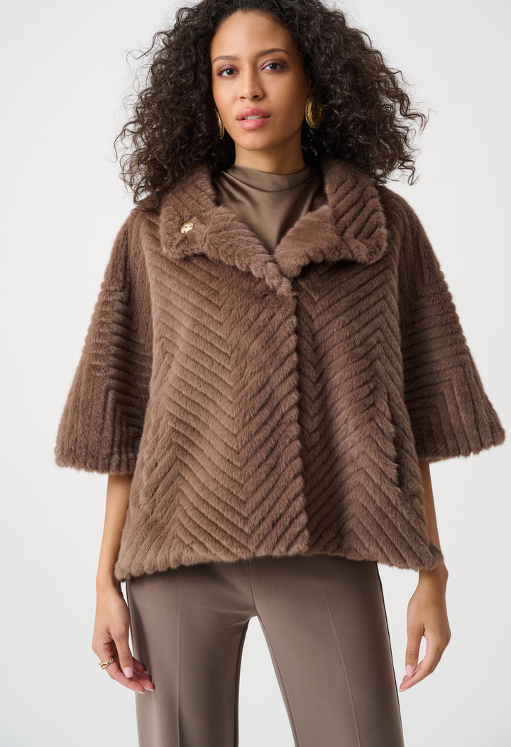 Short Chevron Faux Fur Cape