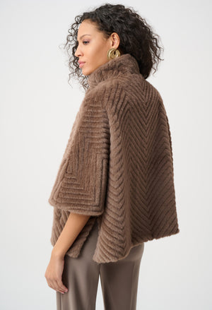 Short Chevron Faux Fur Cape