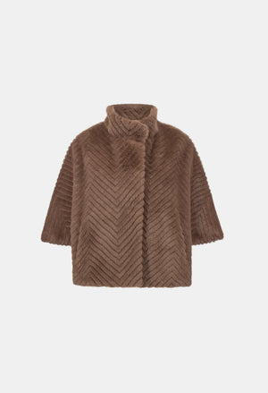 Short Chevron Faux Fur Cape