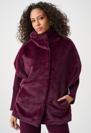 Faux Fur Funnel-neck Boxy Vest
